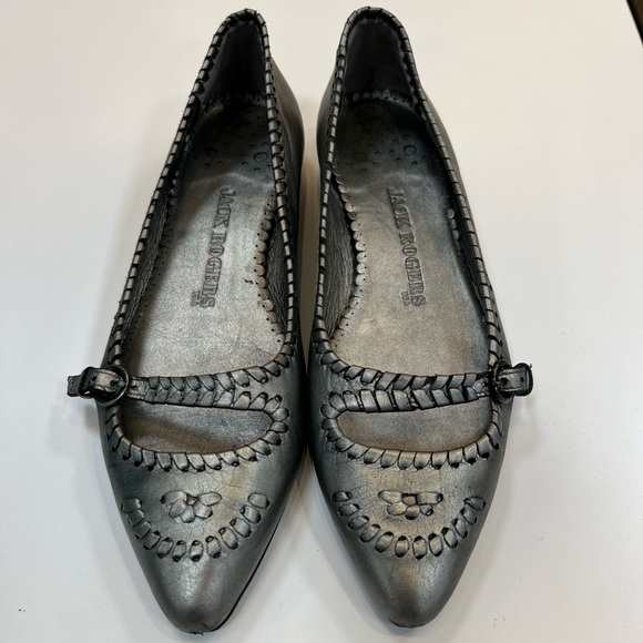 Jack Rogers Platinum Leather Pointed Toe Flats Sz 7 - Picture 2 of 9